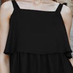 Madewell Black Tiered Square-Neck Tank